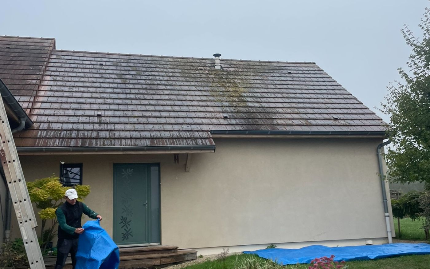 Toiture avant traitement à Frontenaud